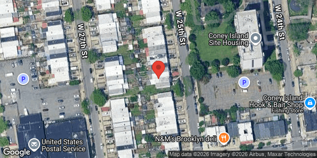 Aerial map of 2876 WEST 25 STREET, Brooklyn
