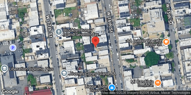 Aerial map of 2860 WEST 16 STREET, Brooklyn