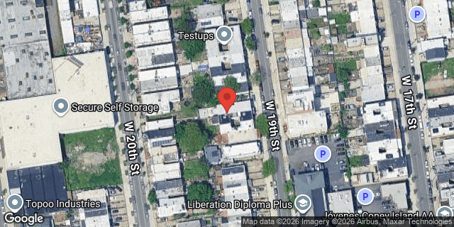 Aerial map of 2836 WEST 19 STREET, Brooklyn