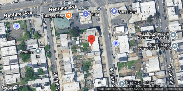 Aerial map of 2822 WEST 17 STREET, Brooklyn