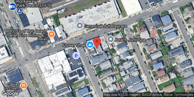 Aerial map of 114-11 ROCKAWAY BEACH BLVD, Queens