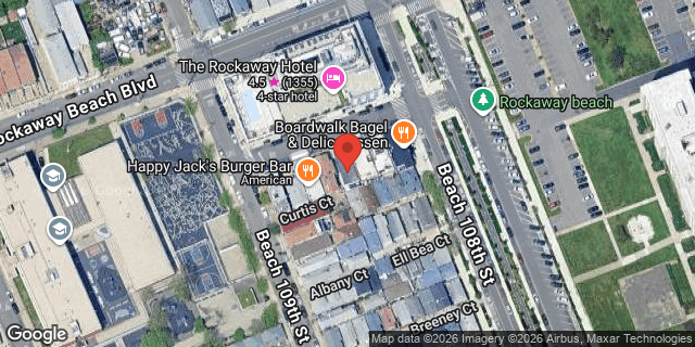 Aerial map of 108-09 ROCKAWAY BEACH BLVD, Queens