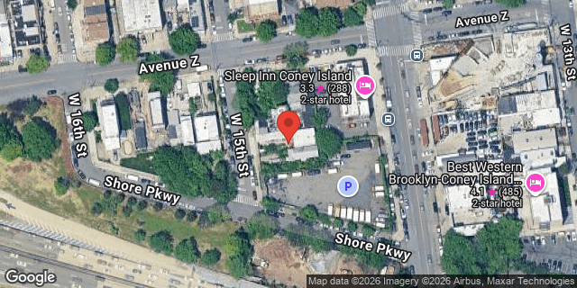 Aerial map of 2613 WEST 15 STREET, Brooklyn