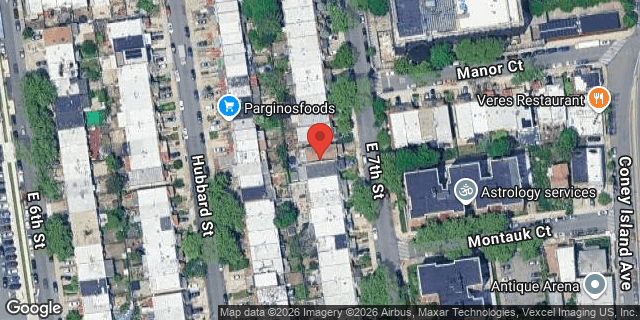 Aerial map of 2642 EAST 7 STREET, Brooklyn