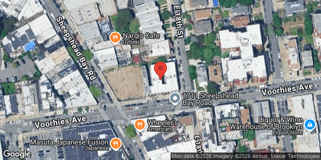 Aerial map of 1717 VOORHIES AVENUE, Brooklyn
