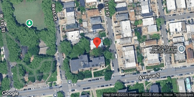 Aerial map of 2568 EAST 1 STREET, Brooklyn