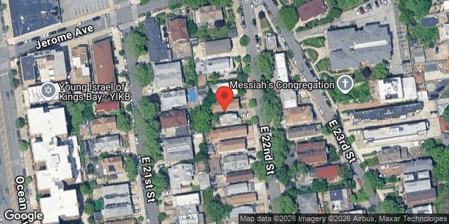 Aerial map of 2636 EAST 22 STREET, Brooklyn