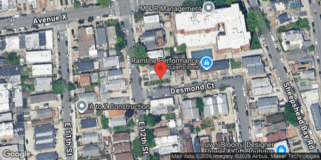 Aerial map of 2421 EAST 12 STREET, Brooklyn