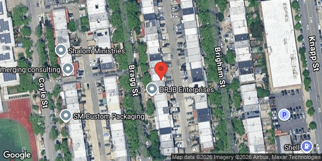 Aerial map of 2445 BRAGG STREET, Brooklyn