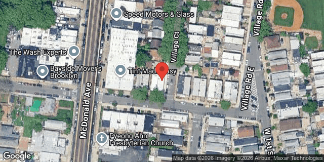 Aerial map of 104 VILLAGE ROAD SOUTH, Brooklyn