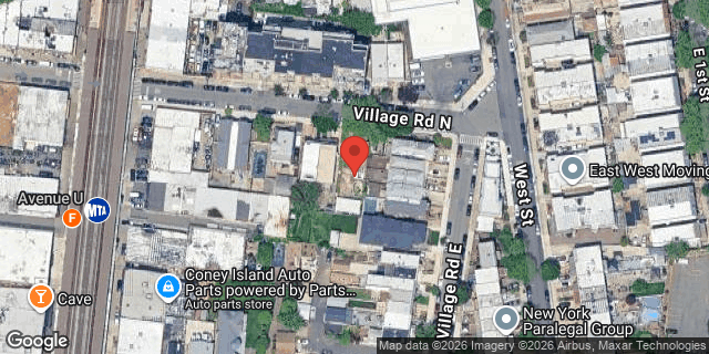 Aerial map of 68 VILLAGE ROAD NORTH, Brooklyn