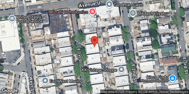 Aerial map of 2123 EAST 1 STREET, Brooklyn