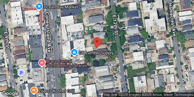 Aerial map of 2154 EAST 12 STREET, Brooklyn