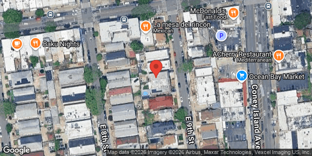 Aerial map of 2124 EAST 9 STREET, Brooklyn