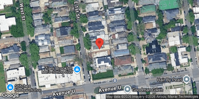 Aerial map of 2085 EAST 1 STREET, Brooklyn