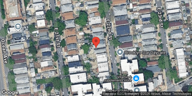 Aerial map of 2168 EAST 22 STREET, Brooklyn