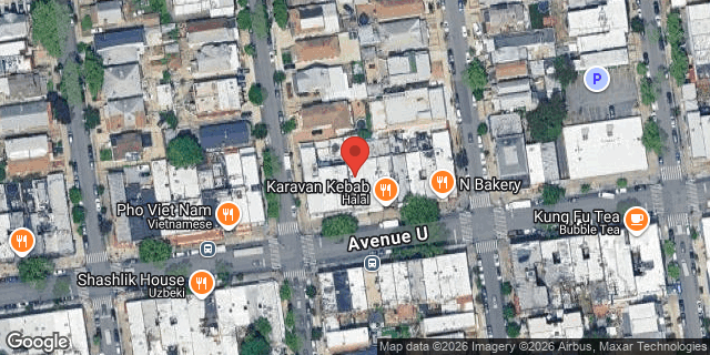 Aerial map of 1309 AVENUE U, Brooklyn