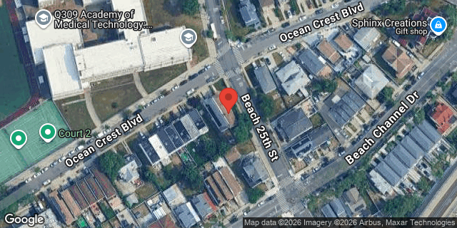 Aerial map of 25-01 OCEAN CREST BLVD, Queens