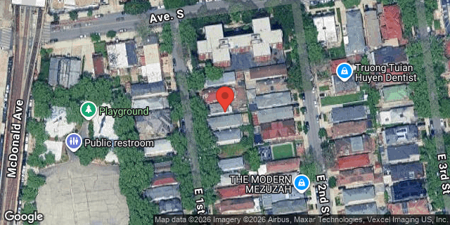 Aerial map of 1921 EAST 1 STREET, Brooklyn