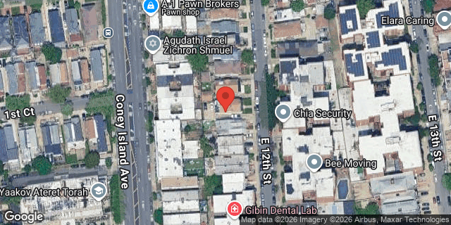 Aerial map of 1836 EAST 12 STREET, Brooklyn