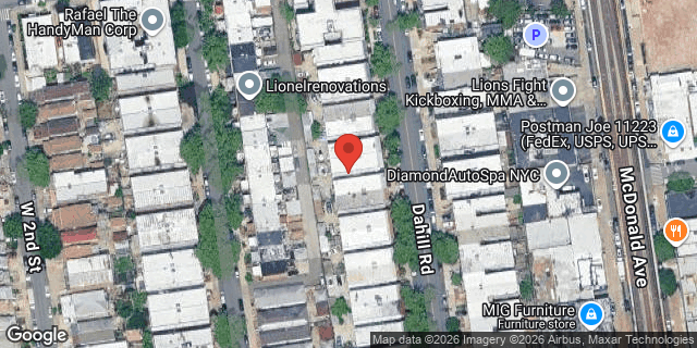 Aerial map of 1732 DAHILL ROAD, Brooklyn
