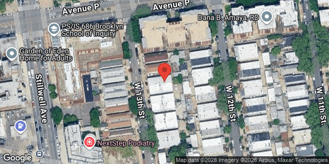 Aerial map of 1621 WEST 13 STREET, Brooklyn