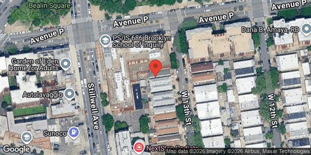 Aerial map of 1614 WEST 13 STREET, Brooklyn
