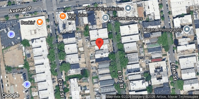Aerial map of 1718 EAST 3 STREET, Brooklyn