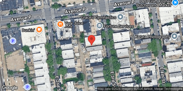 Aerial map of 1712 EAST 3 STREET, Brooklyn