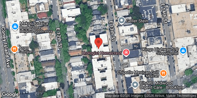 Aerial map of 1648 EAST 13 STREET, Brooklyn