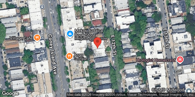 Aerial map of 1642 EAST 12 STREET, Brooklyn