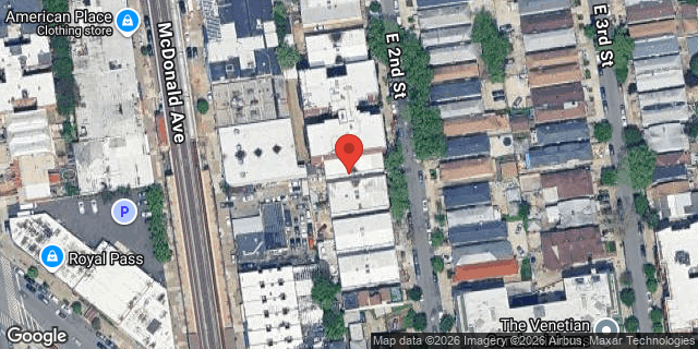 Aerial map of 1634 EAST 2 STREET, Brooklyn