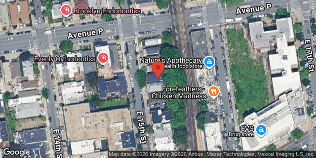 Aerial map of 1619 EAST 15 STREET, Brooklyn