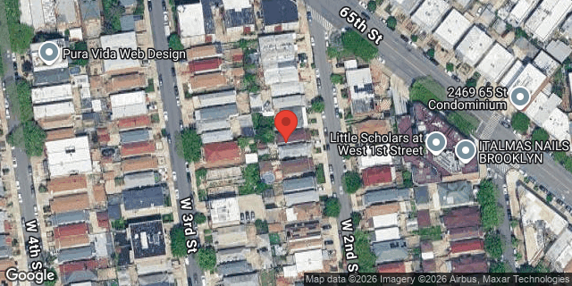 Aerial map of 1526 WEST 2 STREET, Brooklyn