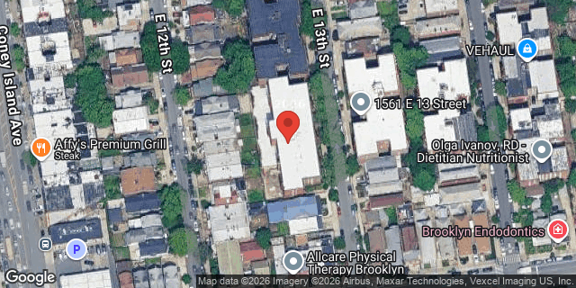 Aerial map of 1580 EAST 13 STREET, Brooklyn