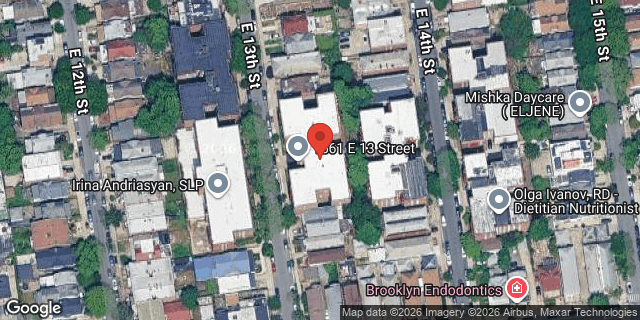 Aerial map of 1561 EAST 13 STREET, Brooklyn