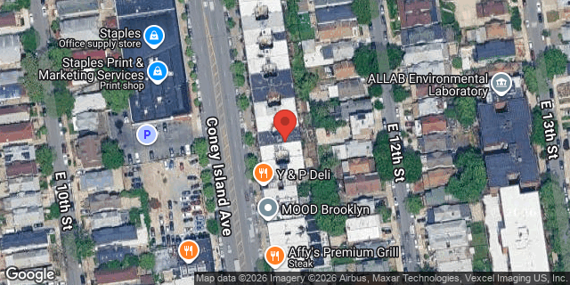 Aerial map of 1883 CONEY ISLAND AVENUE, Brooklyn