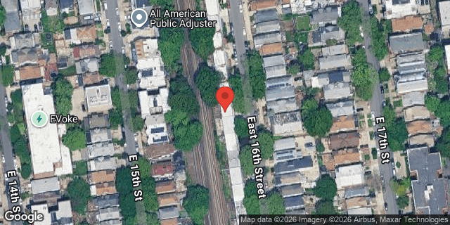 Aerial map of 1538 EAST 16 STREET, Brooklyn