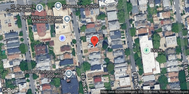 Aerial map of 1527 EAST 13 STREET, Brooklyn