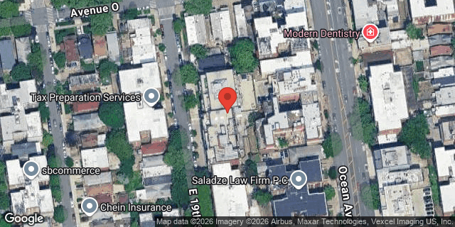 Aerial map of 1537 EAST 19 STREET, Brooklyn