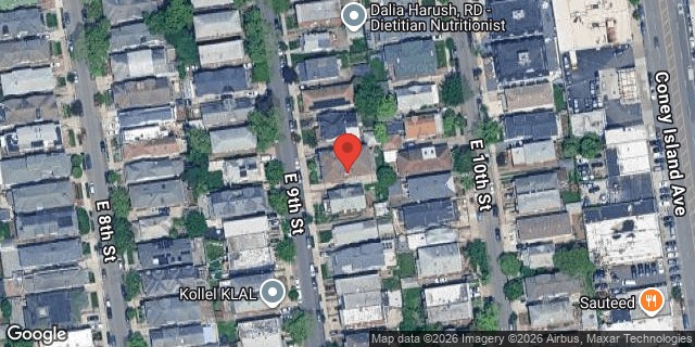Aerial map of 1443 EAST 9 STREET, Brooklyn
