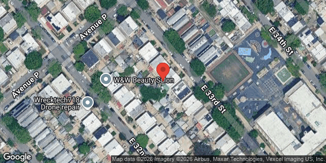 Aerial map of 1626 EAST 33 STREET, Brooklyn
