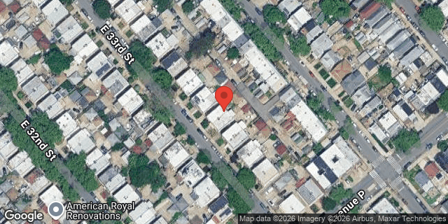 Aerial map of 1551 EAST 33 STREET, Brooklyn