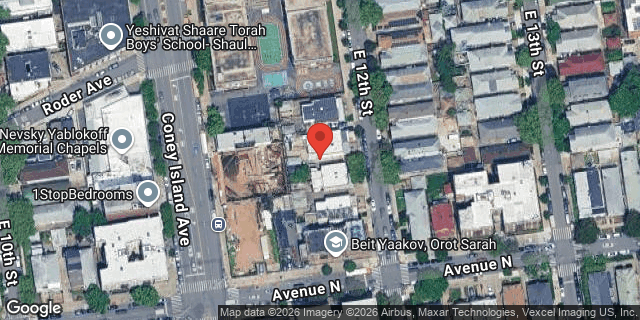 Aerial map of 1378 EAST 12 STREET, Brooklyn