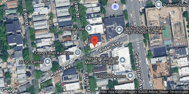 Aerial map of 1361 EAST 10 STREET, Brooklyn