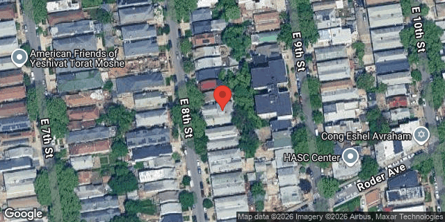 Aerial map of 1351 EAST 8 STREET, Brooklyn