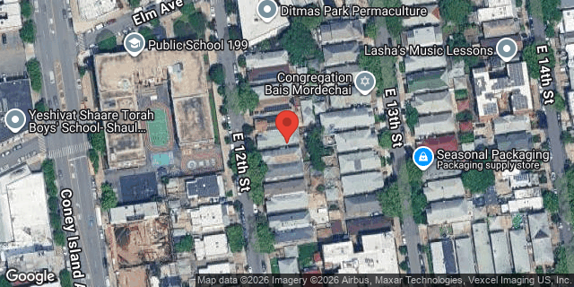 Aerial map of 1363 EAST 12 STREET, Brooklyn