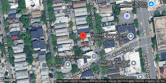Aerial map of 1354 EAST 10 STREET, Brooklyn