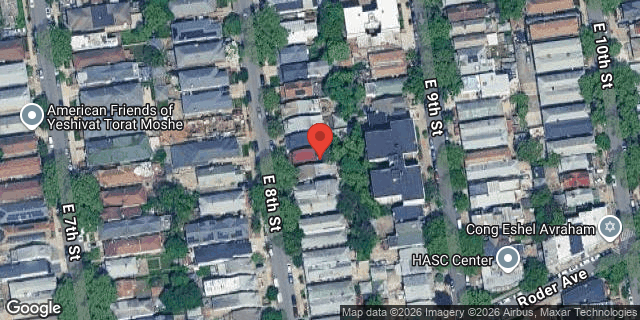 Aerial map of 1345 EAST 8 STREET, Brooklyn