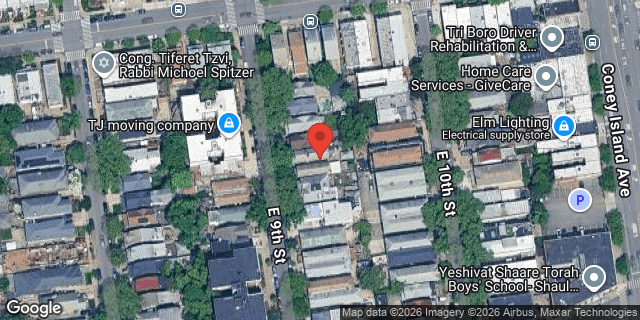 Aerial map of 1323 EAST 9 STREET, Brooklyn